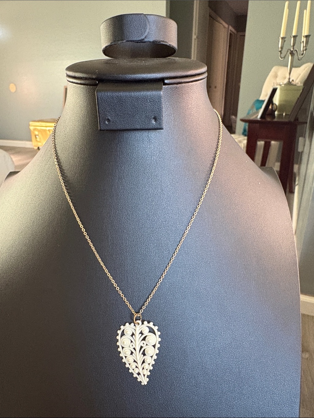 Vintage Ivory Heart Pendant Necklace | Romantic Cottagecore Style
